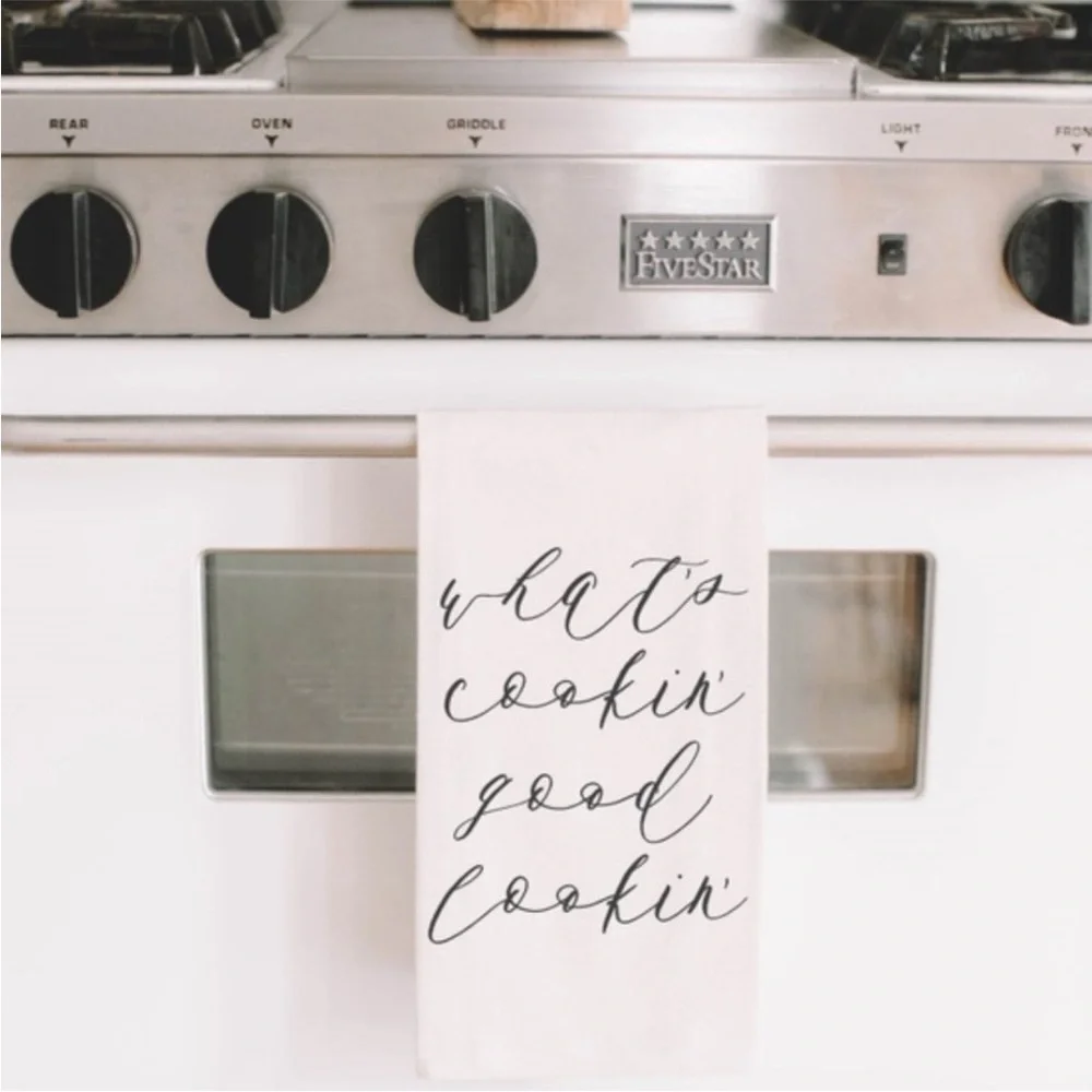 What’s Cookin’ Good Lookin’ kitchen dish towel